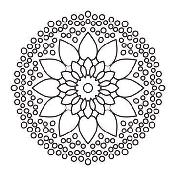 Easy Mandalas Design. Elegant Simple mandala flowers page intricate lines patterns wall art, invitations, tattoo, designs, basic mandalas Coloring page