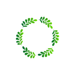 Decorative line art frames for design template. Lace illustration for invitations and greeting cards. Circle leaf frame vector.	