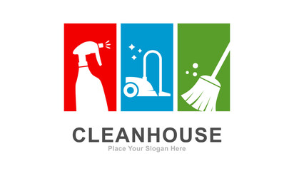 Clean house logo vector template set. Suitable for cleaning, business and house keeping