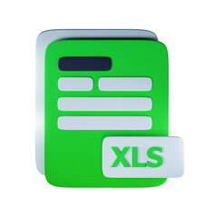 3d Render Illustration Icon Modern Xls File Extension 3D Icon Documents Management