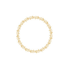 Decorative line art frames for design template. Lace illustration for invitations and greeting cards. Circle leaf frame vector.	