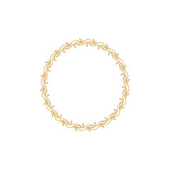 Decorative line art frames for design template. Lace illustration for invitations and greeting cards. Circle leaf frame vector.	