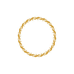 Decorative line art frames for design template. Lace illustration for invitations and greeting cards. Circle leaf frame vector.	