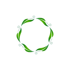 Decorative line art frames for design template. Lace illustration for invitations and greeting cards. Circle leaf frame vector.	