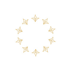 Decorative line art frames for design template. Lace illustration for invitations and greeting cards. Circle leaf frame vector.	