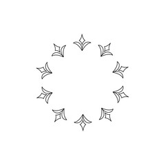 Decorative line art frames for design template. Lace illustration for invitations and greeting cards. Circle leaf frame vector.	