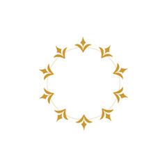 Decorative line art frames for design template. Lace illustration for invitations and greeting cards. Circle leaf frame vector.	