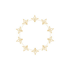 Decorative line art frames for design template. Lace illustration for invitations and greeting cards. Circle leaf frame vector.	