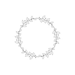 Decorative line art frames for design template. Lace illustration for invitations and greeting cards. Circle leaf frame vector.	