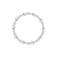 Decorative line art frames for design template. Lace illustration for invitations and greeting cards. Circle leaf frame vector.	