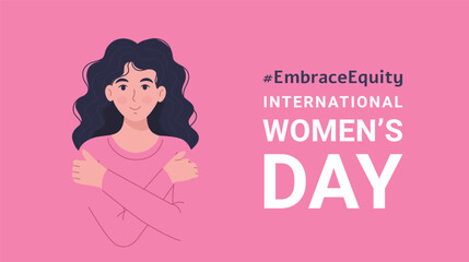 International Women's Day banner. #EmbraceEquity Women's Day vector illustration.