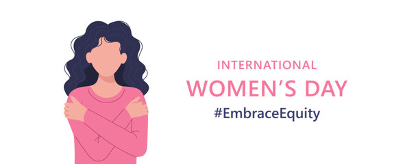 International Women's Day banner. #EmbraceEquity Women's Day vector illustration.