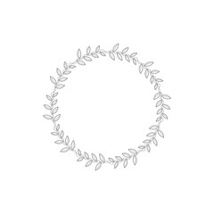 Decorative line art frames for design template. Lace illustration for invitations and greeting cards. Circle leaf frame vector.	