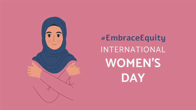 International Women's Day banner. #EmbraceEquity Women's Day vector illustration.