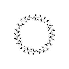 Decorative line art frames for design template. Lace illustration for invitations and greeting cards. Circle leaf frame vector.	