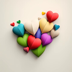 Group of Hearts shape with white background