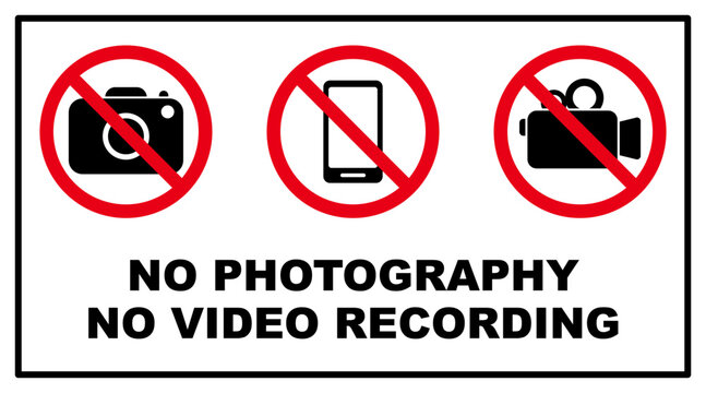 no photography video prohibited forbidden area sign printable symbol set silhouette icon camera design