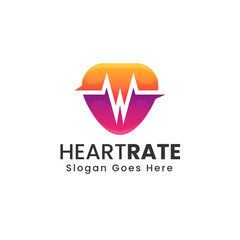 Fototapeta na wymiar Vector Logo Illustration Heart Rate Gradient Colorful Style