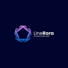 Vector Logo Illustration Aurora Gradient Line Art Colorful Style.