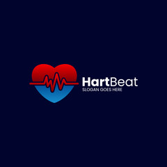 Vector Logo Illustration Heart Beat Gradient Colorful Style