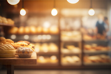 Bakery interior blurred background, Generative AI