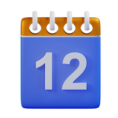 3d Render Illustration Icon Modern 12 Calendar 