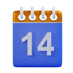 3d Render Illustration Icon Modern 14 Calendar 