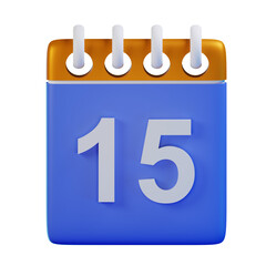 3d Render Illustration Icon Modern 15 Calendar 