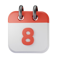 3d Render Illustration Icon Modern 8 Calendar 