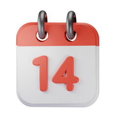 3d Render Illustration Icon Modern 14 Calendar 