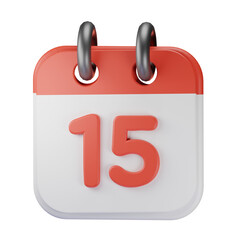 3d Render Illustration Icon Modern 15 Calendar 