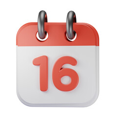 3d Render Illustration Icon Modern 16 Calendar 