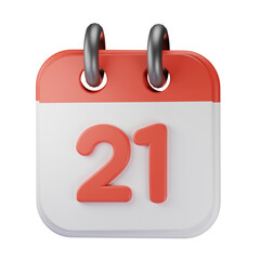 3d Render Illustration Icon Modern 21 Calendar 