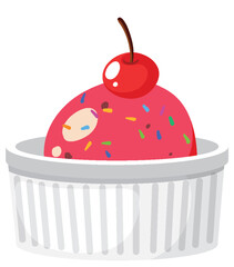 Strawberry ice cream simple cartoon