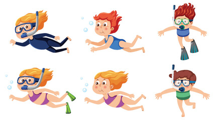 Summer kids characters set