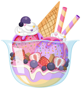 Ice cream sundae with fruit toppings