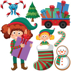 Set of Christmas element