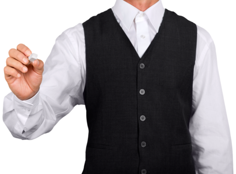 Closeup of a Teacher , Bussinessman Writing on the Air - Powered by Adobe