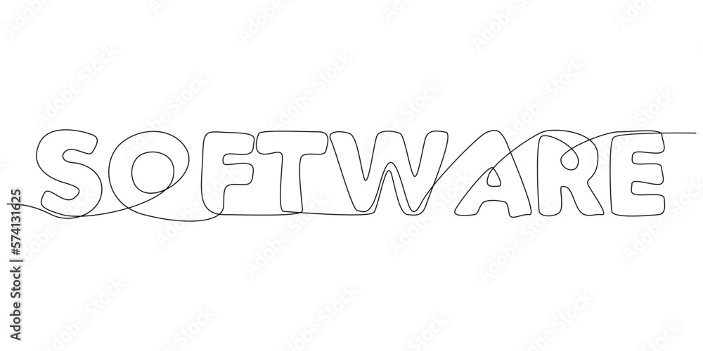 Fototapete one continuous line of software word. thin line illustration vector concept. contour drawing creativ