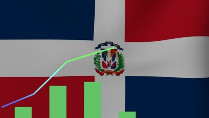 Animation Airline with location marker and suitcase. Travel to  - Dominican Republic - Powered by Adobe