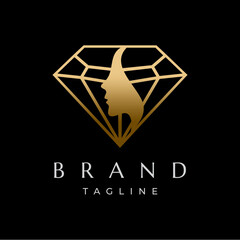 Diamond with Beauty Face Logo Design