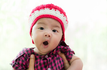 Isolated of baby boy yawn, asia baby on white background