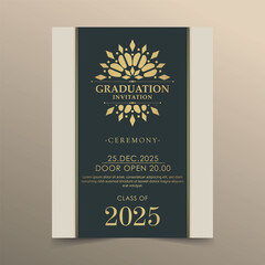 Elegant graduation invitation template with ornament