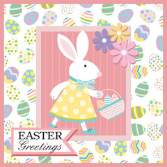 easter greeting card with bunny and eggs pattern