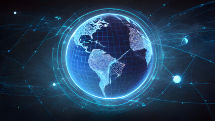 Obraz premium The Digital Global Network, An Abstract Visualization of Our Connected World, Generative AI