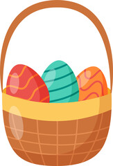 Easter element icon illustration with basket of decorative eggs.