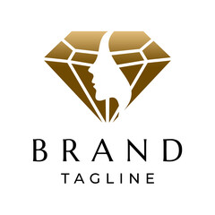 Diamond with Beauty Face Logo Design