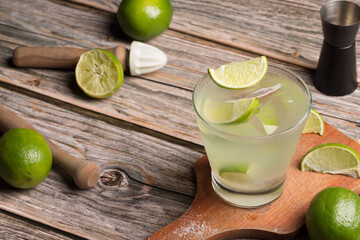 Caipirinha cocktail classic Brazilian cachaça, lime and sugar refreshing drink 
