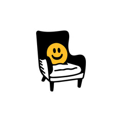 vector illustration of bench with smile symbol concept