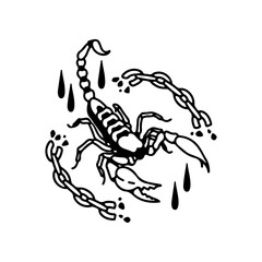 vector illustration of a scorpion with a chain